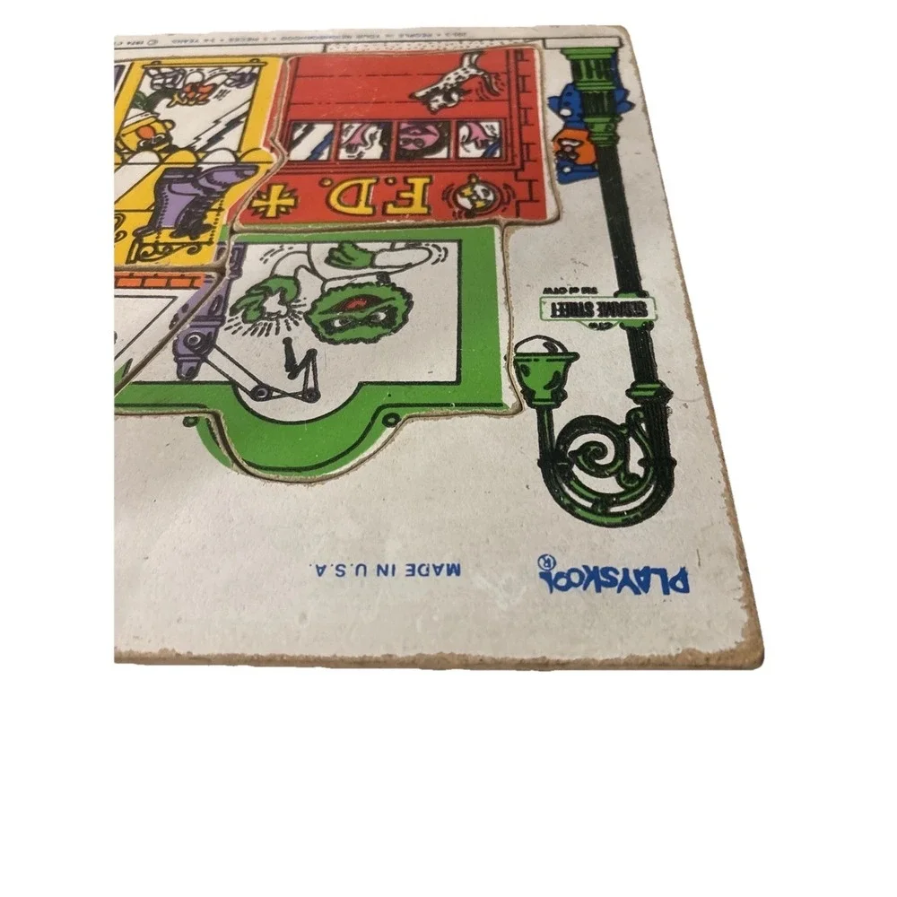 Vintage Playskool 'People in Your Neighborhood' Wood‎ Puzzle 1974 Sesame Street
